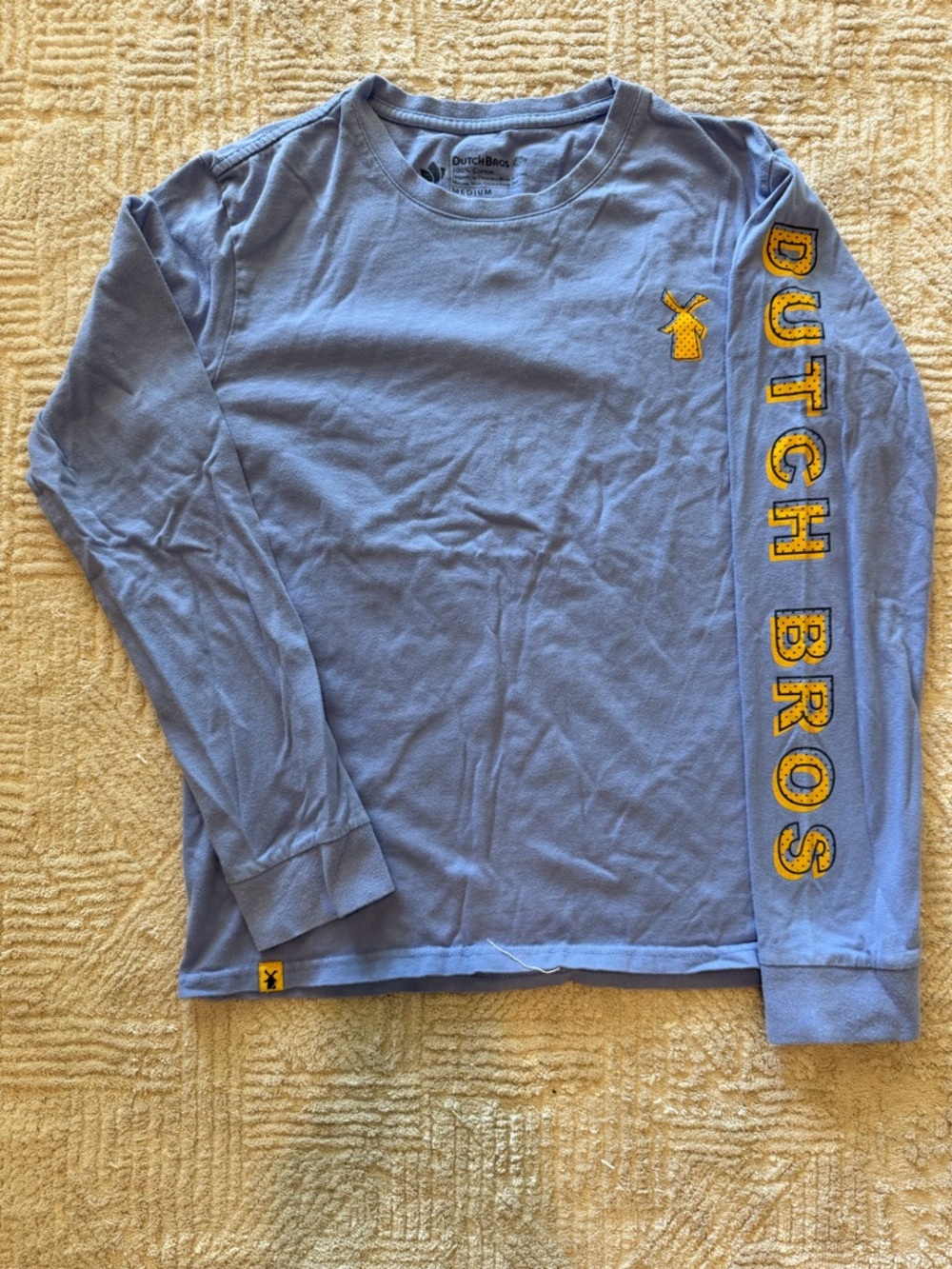 Dutch Bros Light Blue Long Sleeve Tee with Yellow Logo